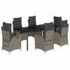 vidaXL 7-delige Tuinset met kussens poly rattan grijs
