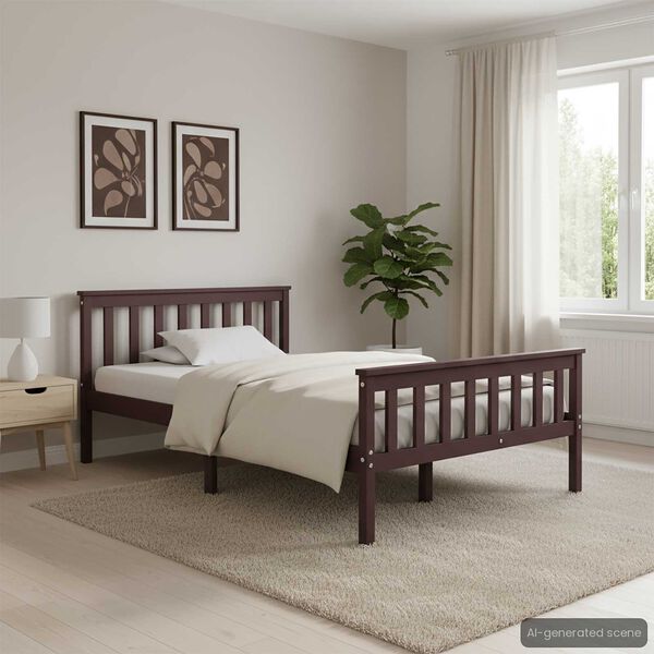 vidaXL Bedframe massief grenenhout donkerbruin 120x200 cm