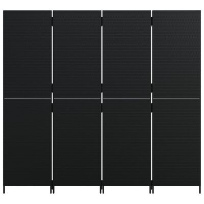 vidaXL Kamerscherm 4 panelen poly rattan zwart