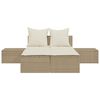 vidaXL Ligbed 2-persoons met kussens poly rattan beige