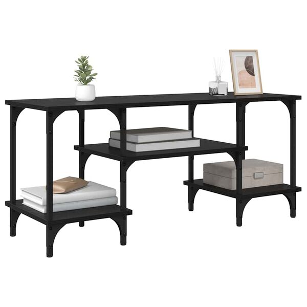 vidaXL TV-kast Zwart Eiken 102 x 35 x 45,5 cm Gemonteerd hout en ijzer