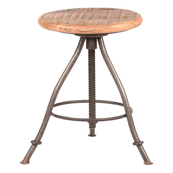 LABEL51 Kruk Jaipur 35x35x46-75 cm hout/gebrand staalkleurig