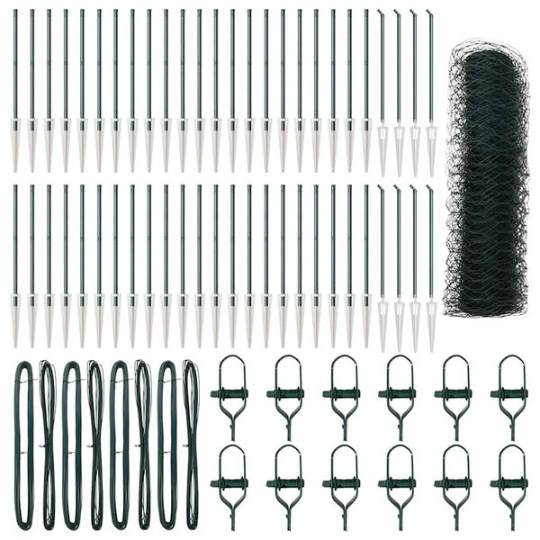 vidaXL Afrasteringspaal Groen 100 x 0,5 m (50 mm gaas) Staal en PVC