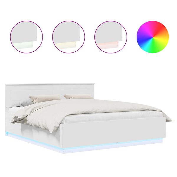 vidaXL Bedframe met LED-striplichten Wit 180 x 200 cm Bewerkt hout