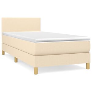 vidaXL Boxspring met matras stof cr&egrave;mekleurig 100x200 cm