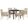 vidaXL Tuin eettafelset met kussen 5 pcs Beige poly rattan