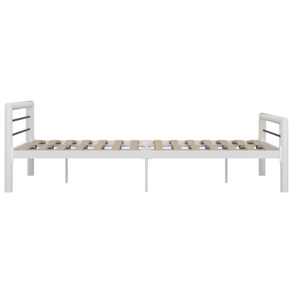vidaXL Bedframe metaal wit en zwart 160x200 cm