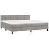 vidaXL Boxspring met matras en LED fluweel lichtgrijs 200x200 cm