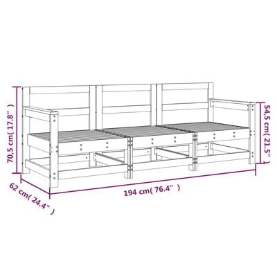 vidaXL 3-delige Loungeset massief grenenhout wit