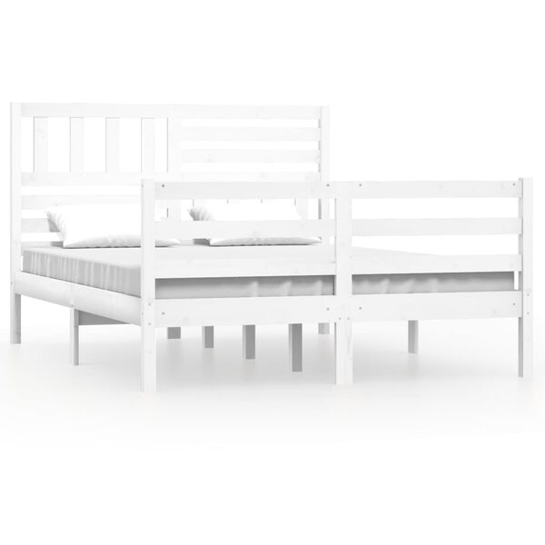 vidaXL Bedframe massief hout wit 120x200 cm