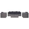 vidaXL 6-delige Loungeset met kussens poly rattan grijs