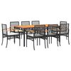vidaXL 9-delige Tuinset poly rattan zwart
