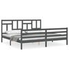 vidaXL Bedframe met hoofdbord massief hout grijs 200x200 cm