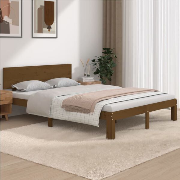 vidaXL Bedframe massief hout honingbruin 150x200 cm