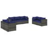 vidaXL 7-delige Loungeset met kussens poly rattan grijs