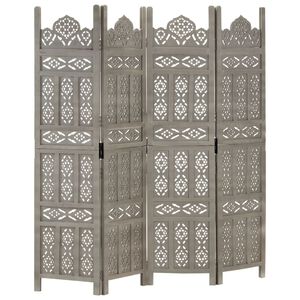 vidaXL Kamerscherm 4 panelen handgesneden 160x165 cm mangohout grijs
