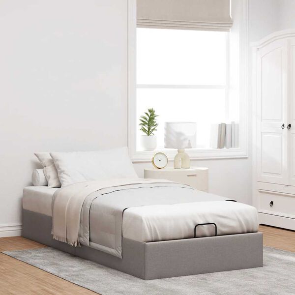 vidaXL Bedframe zonder matras 90x200 cm stof taupe