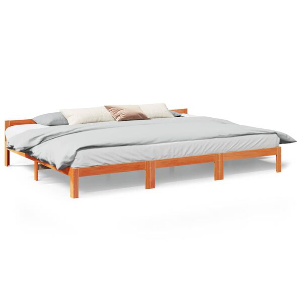 vidaXL Bedframe zonder matras 270x200 cm massief grenenhout wasbruin