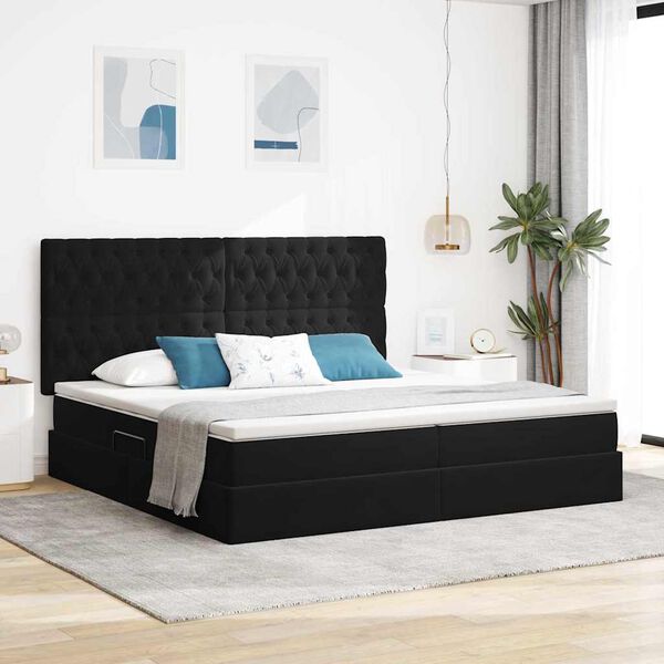 vidaXL Opslag bed met matras met matras Zwart 200 x 200 cm Fluweel