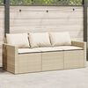 vidaXL Tuinbank 3-zits met kussens poly rattan beige