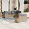 vidaXL 7-delige Loungeset met kussens poly rattan beige