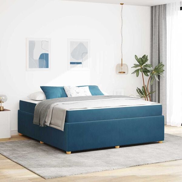 vidaXL Bedframe met matras Blauw 180 x 200 cm Stof