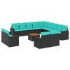 vidaXL 14-delige Loungeset met kussens poly rattan zwart