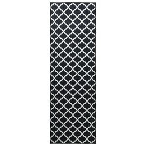 vidaXL Vloerkleedloper LESAKA Zwart en wit 50 x 100 cm Diamantvelours