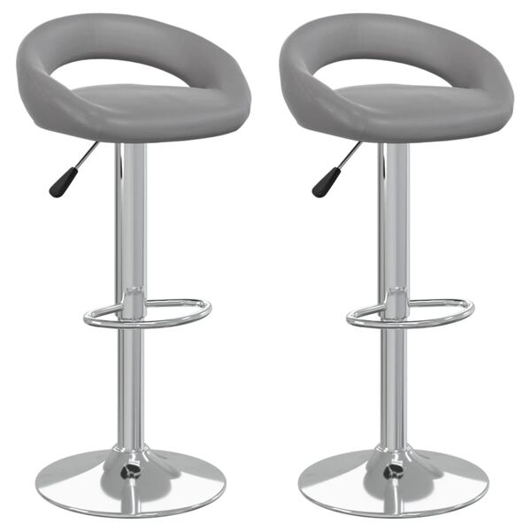 vidaXL Barkrukken 2 st kunstleer grijs