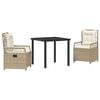 vidaXL Tuin eettafelset 3 st Beige en Cr&egrave;me Wit poly rattan