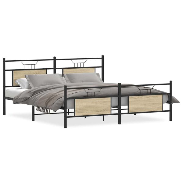 vidaXL Bedframe zonder matras metaal sonoma eikenkleurig 160x200 cm