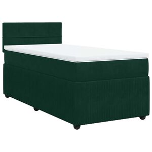 vidaXL Boxspring met matras fluweel donkergroen 80x200 cm