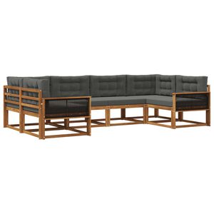 vidaXL Buiten bankenset met kussen 6 pcs Natuurlijk en Antraciet