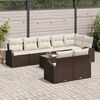 vidaXL Bankstel met kussen met opslag 9 pcs Bruin en wit poly rattan