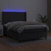 vidaXL Boxspring met matras en LED kunstleer zwart 140x190 cm