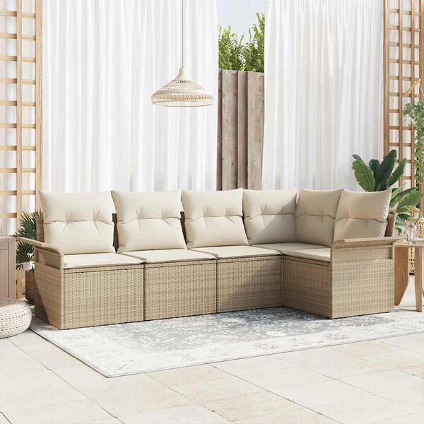 vidaXL Tuin Sofa Set met kussen 5 pcs poly rattan