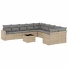 vidaXL 11-delige Tuinset met kussens poly rattan beige