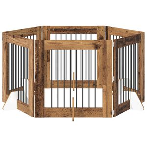 vidaXL Hondenhekje met standaards 6 pcs Oud hout 80 x 80 cm