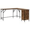 vidaXL Bureau 141x141x75 cm bewerkt hout gerookt eikenkleurig
