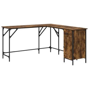 vidaXL Bureau 141x141x75 cm bewerkt hout gerookt eikenkleurig