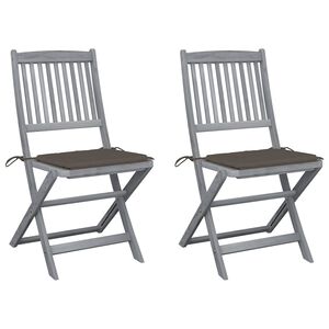 vidaXL Set van 2 klapstoelen met kussens, gemaakt van massief acaciahout.