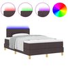 vidaXL LED Box Spring Bed met matras Donkerbruin 120 x 200 cm Stof