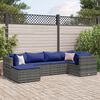 vidaXL 6-delige Loungeset met kussens poly rattan grijs