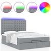 vidaXL Ottoman bed met matras en LED's 140x190cm stof lichtgrijs