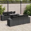 vidaXL 7-delige Loungeset met kussens poly rattan zwart