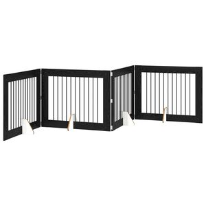 vidaXL Opvouwbaar hondenhek met standaards 4 pcs Zwart eiken 401 cm