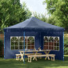 vidaXL Tentwanden met raam PE blauw 2 st