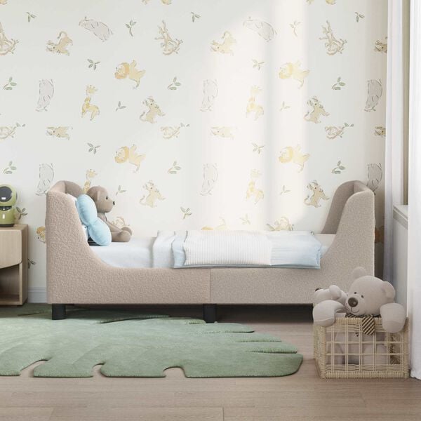 vidaXL Peuterbedframe met hoofdbord Lichtgrijs 70 x 140 cm Schapenstof