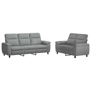vidaXL Bankstel 2 pcs Lichtgrijs Stof