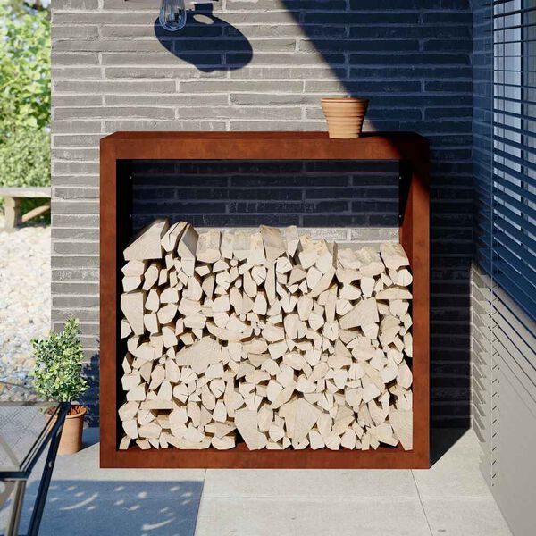 vidaXL Brandhoutrek 100x40x100 cm weervast staal